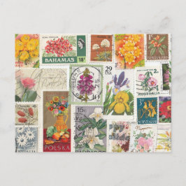 Postal Collage floral - Sellos mundiales