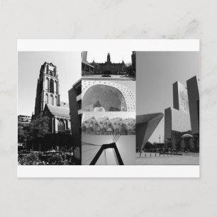 Postal Collage fotográfico Rotterdam 1 en blanco y negro