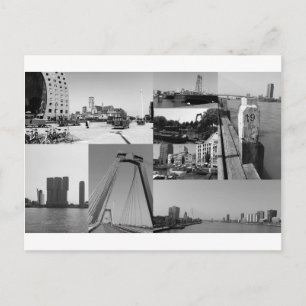 Postal Collage fotográfico Rotterdam 2 en blanco y negro