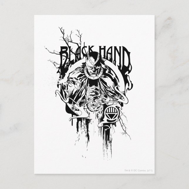 Postal Collage gráfico Black Hand 0, negro y blanco (Anverso)