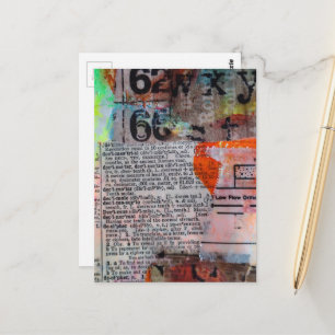 Postal Collage grunge de letras y números abstractos 