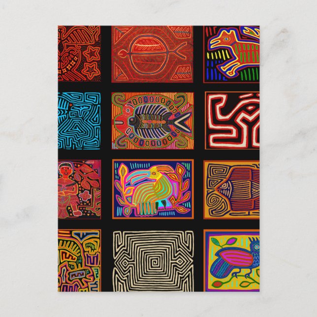 Postal Collage indio de Kuna Mola (Anverso)