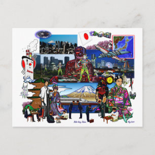 Postal Collage japonés del archipiélago