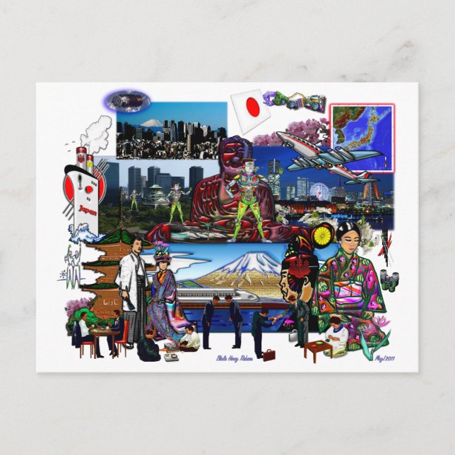 Postal Collage japonés del archipiélago (Anverso)