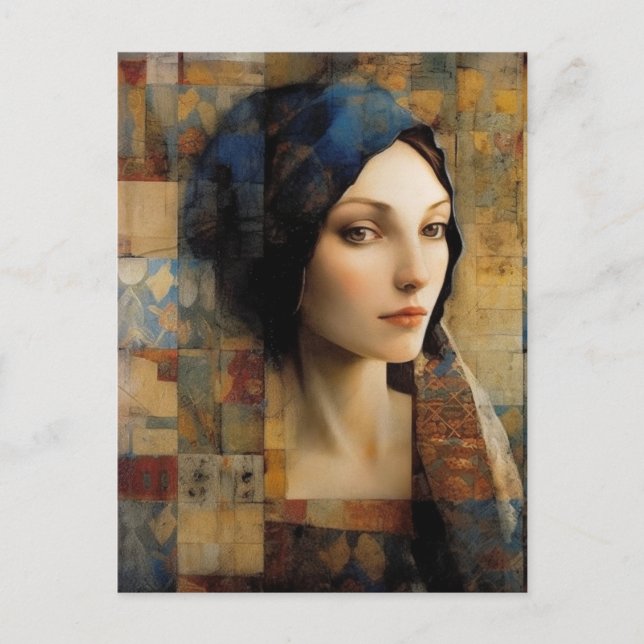 Postal Collage mixto de mujeres hermosas (Anverso)