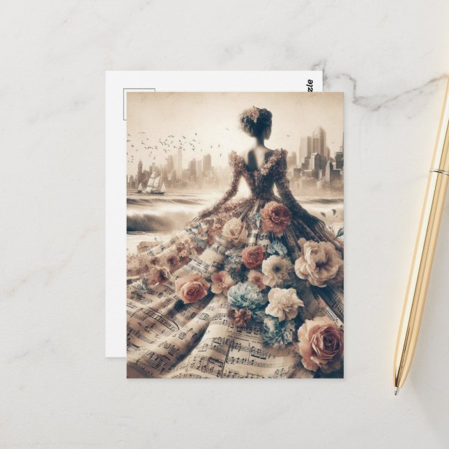 Postal Collage musical de Dance Woman (Anverso/Reverso In Situ)