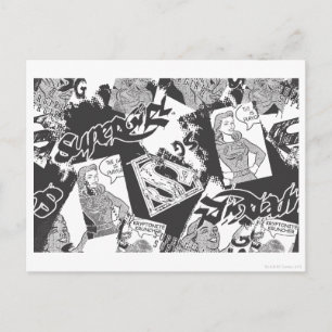 Postal Collage negro y blanco superchica