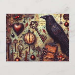 Postal Collage Poe Raven