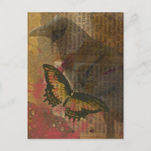 Postal Collage Raven Grunge