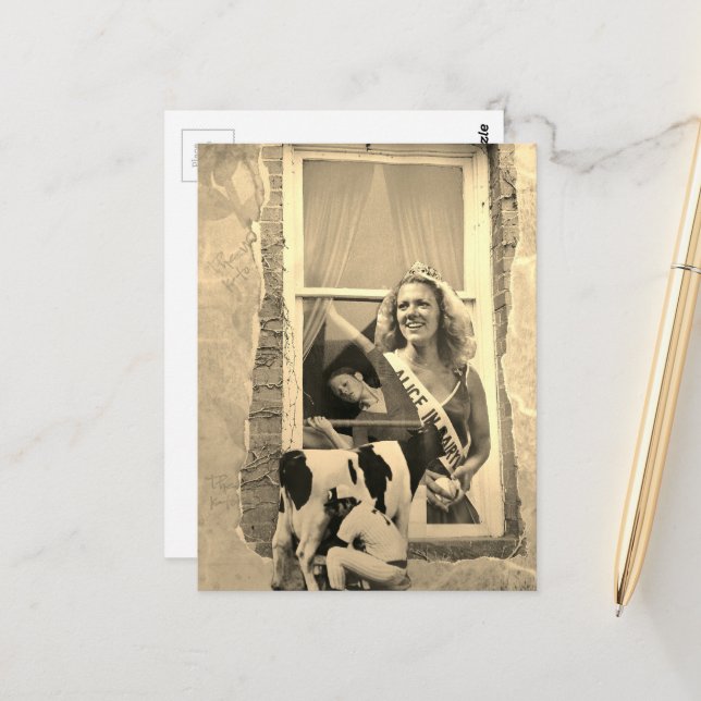 Postal Collage Retro Princesa Láctea Sepia (Anverso/Reverso In Situ)