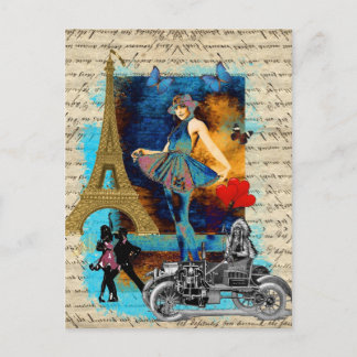 Postal Collage romántico de París