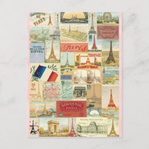 Postal Collage souvenirs de Paris