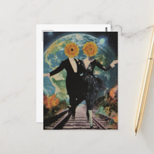 Postal Collage surrealista de danza de pareja feliz