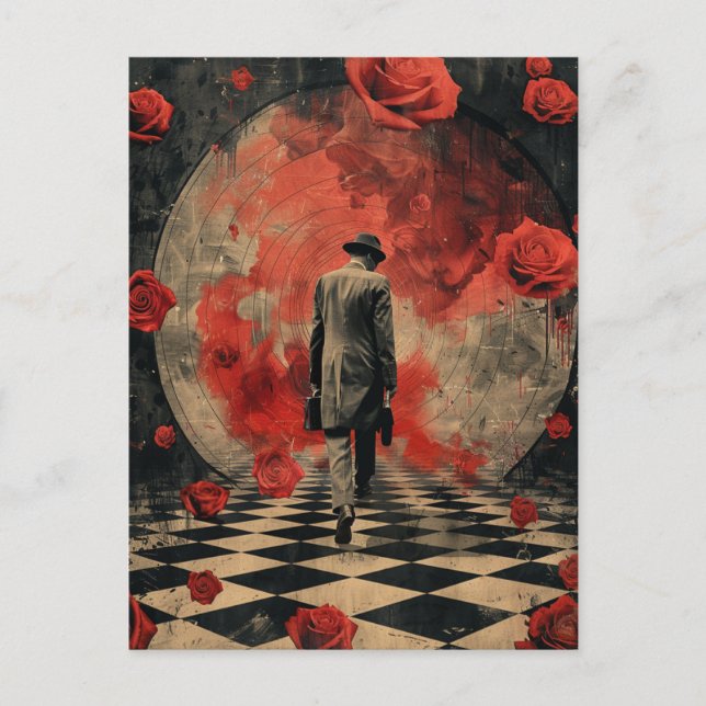 Postal Collage surrealista de hombres de negocios (Anverso)