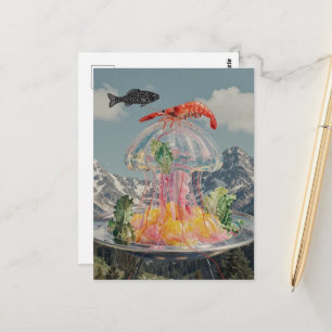 Postal Collage Surrealista de Medusas