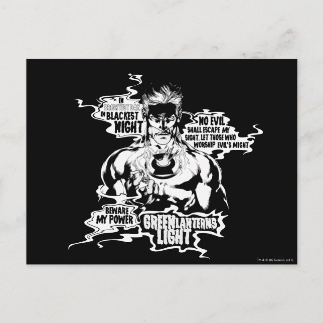 Postal Collage verde del texto de la linterna (Anverso)