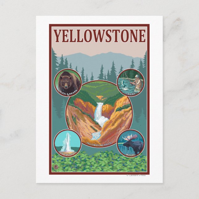 Postal Collage Wyoming Yellowstone (Anverso)