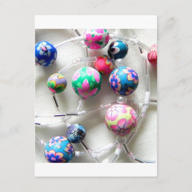 Postal collar de cuentas multicolor (Anverso)