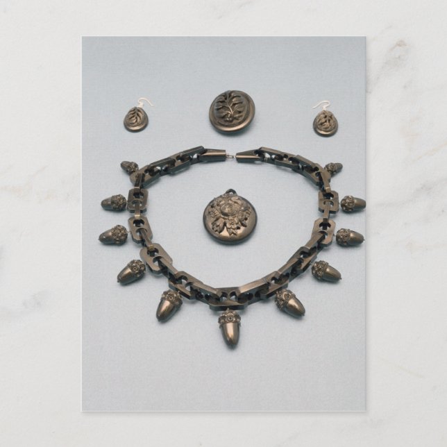 Postal Collar, pendientes, broche y colgante, c.1870 (Anverso)