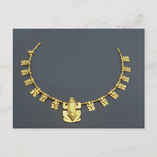 Postal Collar quimbaya con ranas, de Colombia (Anverso)