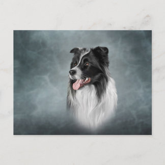 Postal Collie de borde de raza de perro dibujante