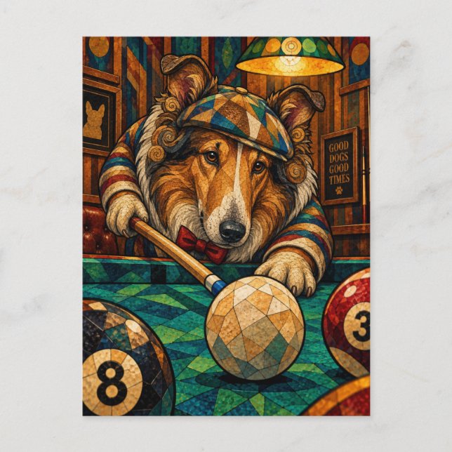 Postal Collie, mosaico geométrico (Anverso)