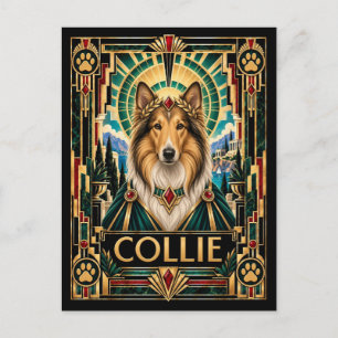 Postal Collie, perro Art Déco