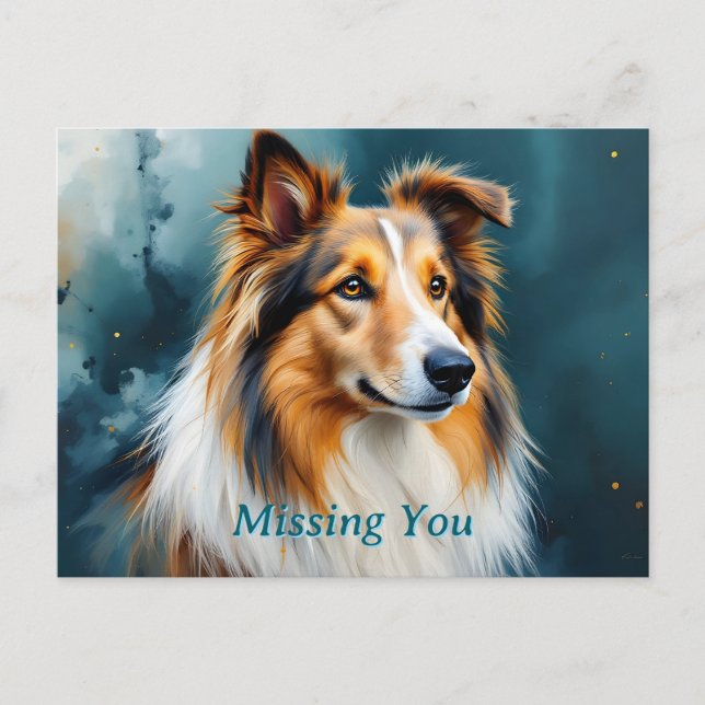 Postal Collie Portrait Missing You (Anverso)