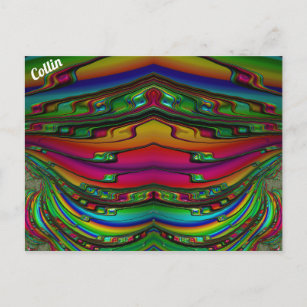 Postal COLLIN ~ 3D Modelo de diseño fractal ~ Multicolor