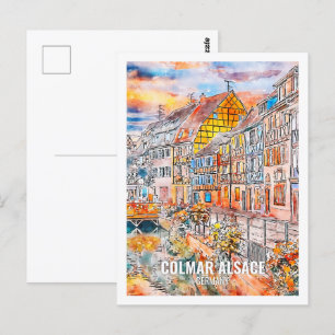 Postal Colmar Alsace Alemania Viaje por la marca Watercol