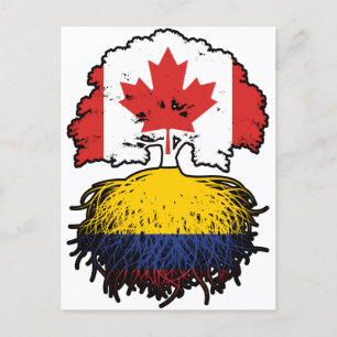 Postal Colombia Bandera de raíces colombianas canadienses