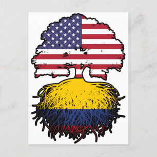 Postal Colombia Bandera de raíces colombianas norteameric