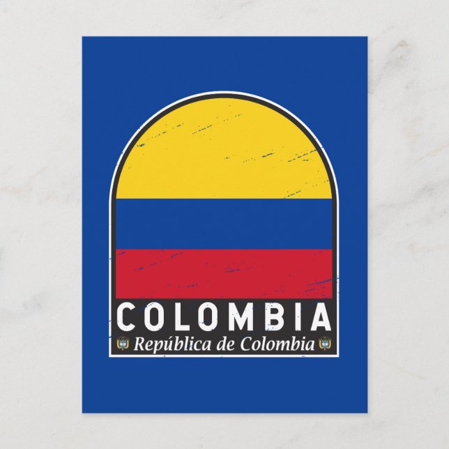 Postal Colombia Bandera Emblema de la vendimia con proble (Anverso)