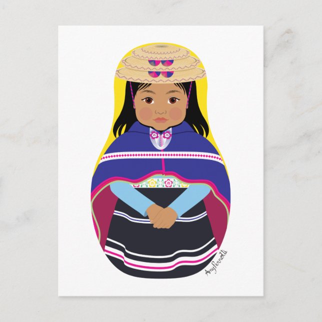 Postal colombiana, misak o guambiana Matryoshka (Anverso)