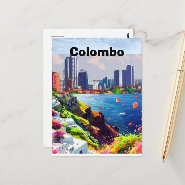 Postal Colombo Travel Printable Poster - Sri Lanka Travel (Anverso/Reverso In Situ)