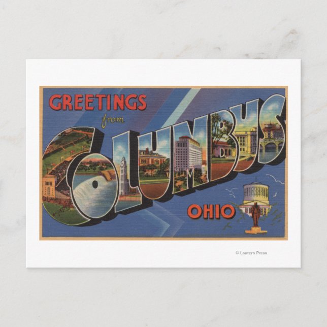 Postal Colón, Ohio - Escenas de letras grandes (Anverso)