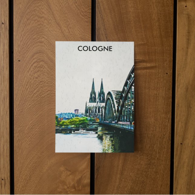 Postal Colonia Alemania Panorama Ver Pintura (cologne rhein river cathedral postcard)
