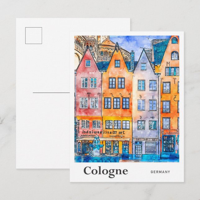 Postal Colonia Alemania Traje Mano de Agua de Viaje (Anverso / Reverso)