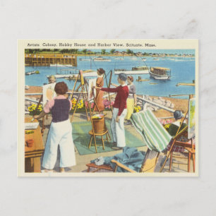 Postal Colonia de artistas vintage vista al puerto Scitua