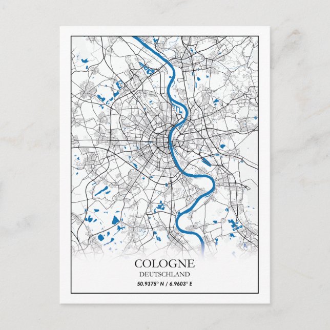 Postal Colonia Deuschland City Map Viaje Simple Mínimo (Anverso)