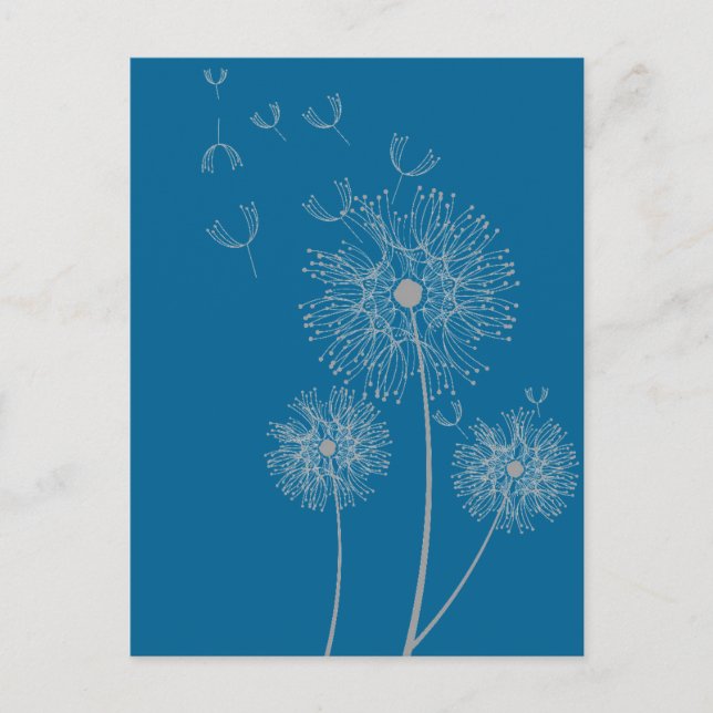 Postal Color dandelia arte floral moderno (Anverso)