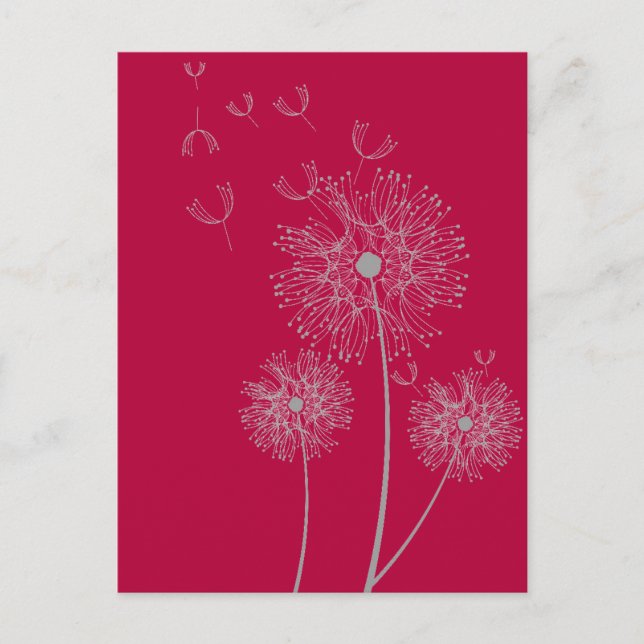 Postal Color dandelia arte floral moderno (Anverso)