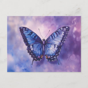 Postal Color de agua de mariposa púrpura