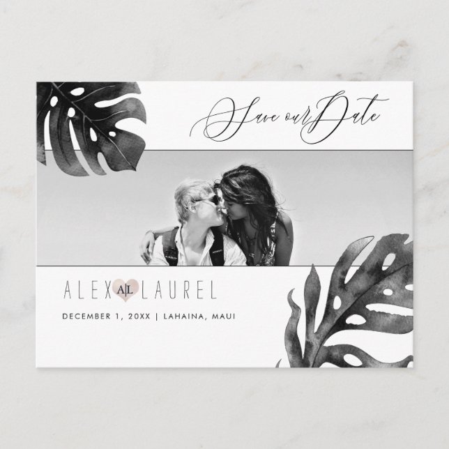 Postal Color de agua de PixDezines Negro+Blanco, Guardar  (Anverso)