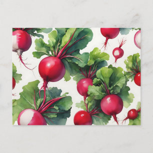 Postal Color de agua de rábano dinámico con trazo en negr