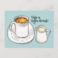 Color de agua de rotura de café y Ilustracion de t