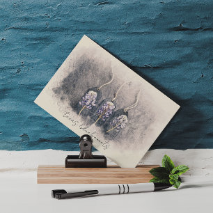 Postal Color de agua esquematizado del trío de Bluebonnet