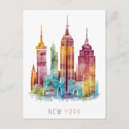Postal color de agua nueva york
