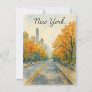 Postal color de agua nueva york