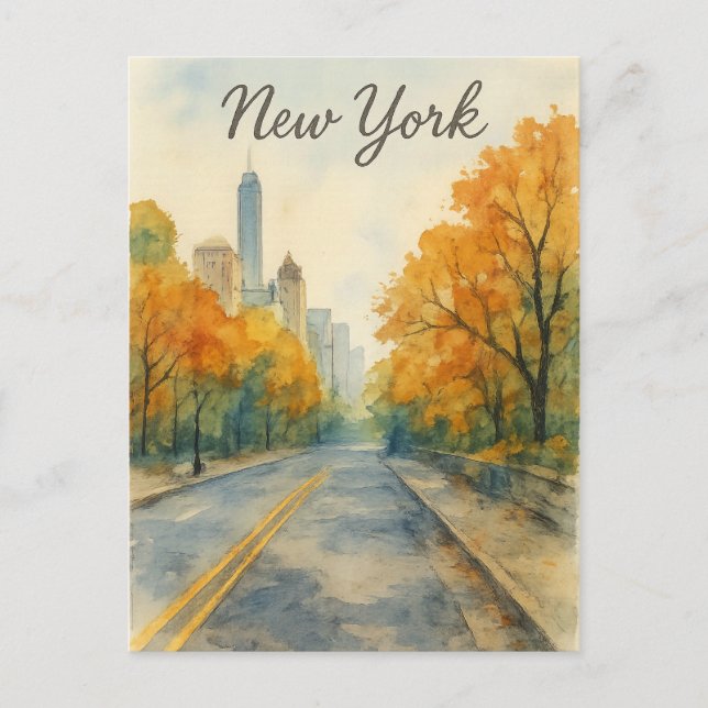 Postal color de agua nueva york (Anverso)